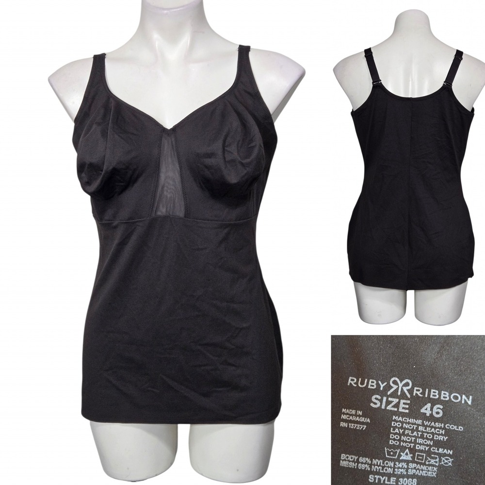 Ruby Ribbon Ultimate Cami Black Style 3068 Size 46 Compression Shapewear Tank